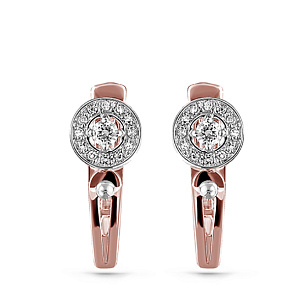 Серьги с английским замком из красного золота с бриллиантами