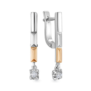 Серьги из белого золота с бриллиантом