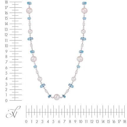 Колье из серебра с жемчугом, фианитом