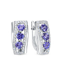 Серьги из белого золота с бриллиантами, танзанитами