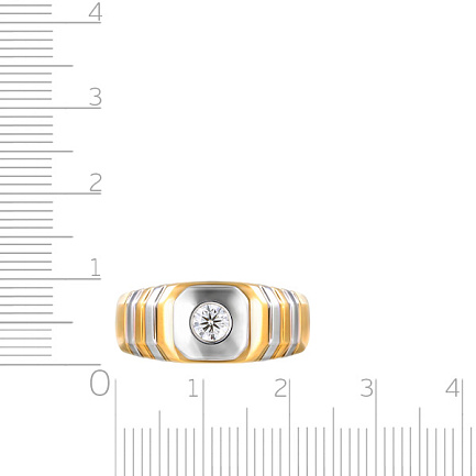 Кольцо мужское из желтого золота с бриллиантом