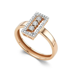 Кольцо из красного золота с бриллиантом