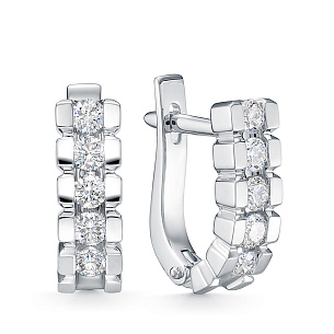 Серьги из белого золота с бриллиантом