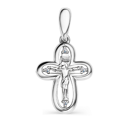 Крест из белого золота с бриллиантами