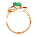 Кольцо из красного золота с бриллиантами, изумрудом