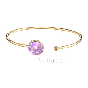 Браслет жесткий из желтого золота с аметистом