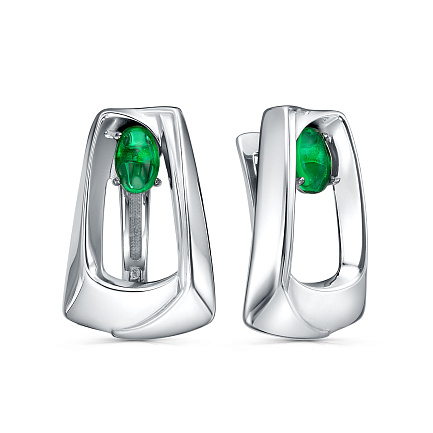 Серьги с английским замком из серебра с фианитами