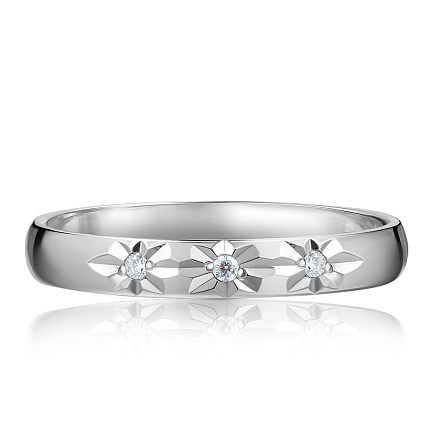 Кольцо обручальное из белого золота с бриллиантами