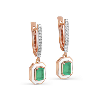 Серьги с английским замком из красного золота с бриллиантами