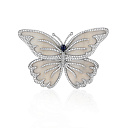 Брошь из белого золота с бриллиантами, сапфиром