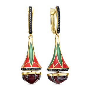 Серьги с английским замком из серебра с позолотой