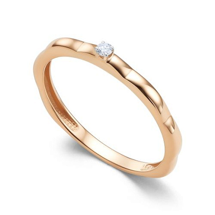 Кольцо из красного золота с бриллиантом