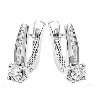 Серьги с английским замком из белого золота с бриллиантами
