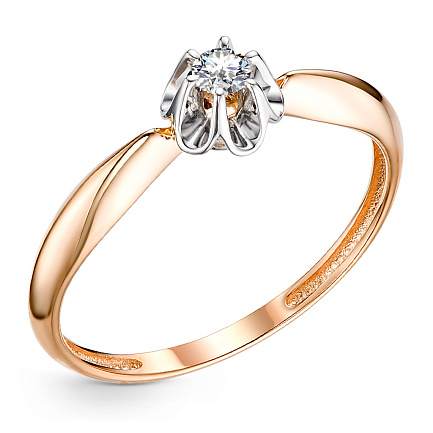 Кольцо из красного золота с бриллиантом