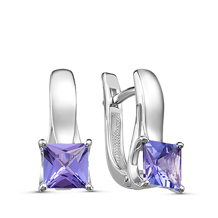 Серьги из белого золота с танзанитами