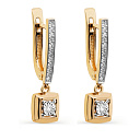 Серьги с английским замком из желтого золота с бриллиантами