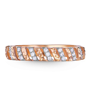 Кольцо из красного золота с фианитом