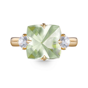 Кольцо из желтого золота с фианитом