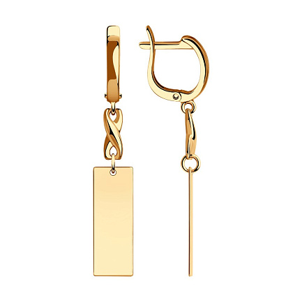 Серьги с английским замком из красного золота