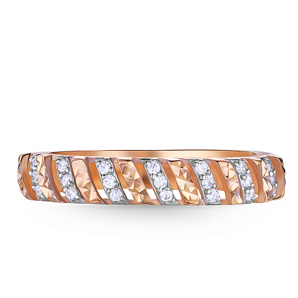 Кольцо из красного золота с фианитом