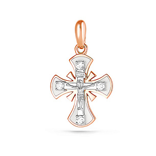 Крест из красного золота с бриллиантами