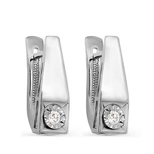 Серьги с английским замком из белого золота с бриллиантами