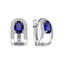 Серьги с английским замком из серебра с сапфирами