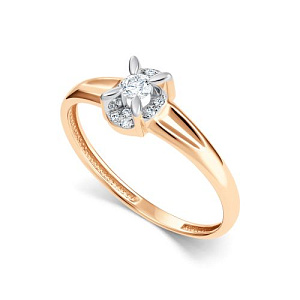 Кольцо из красного золота с бриллиантами