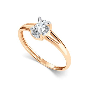 Кольцо из красного золота с бриллиантом