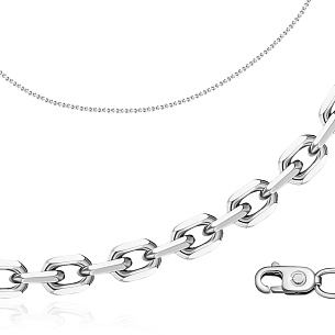 Цепь автомат из белого золота, плетение якорное