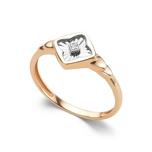 Кольцо из красного золота с бриллиантом