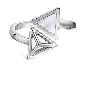 Кольцо из белого золота с бриллиантами и перламутром