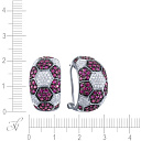 Серьги из белого золота с бриллиантами, рубинами