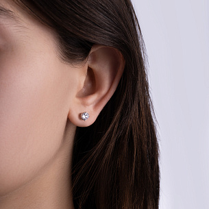 Серьги Пусеты из серебра с фианитом