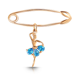 Булавка детская из красного золота с фианитом