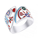 Кольцо из серебра с фианитом, эмалью