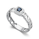 Кольцо из белого золота с бриллиантами, сапфиром
