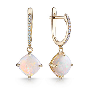 Серьги с английским замком из желтого золота с бриллиантами