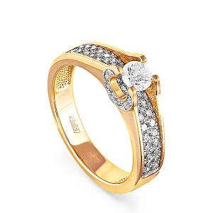 Кольцо из желтого золота с бриллиантами