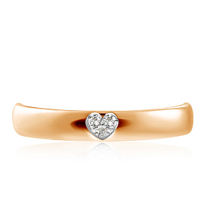 Кольцо обручальное из красного золота с бриллиантами