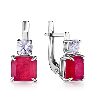 Серьги с английским замком из серебра с фианитом