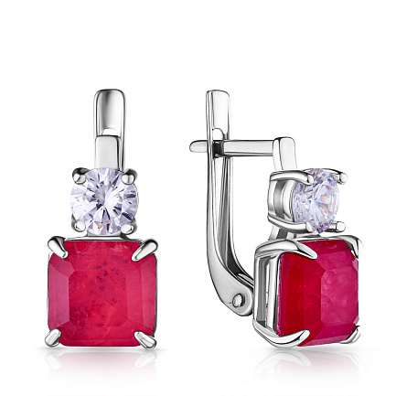 Серьги с английским замком из серебра с фианитом