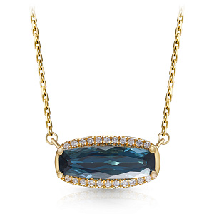 Колье из желтого золота с бриллиантами, плетение якорное