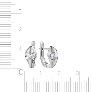 Серьги с английским замком из белого золота с бриллиантом