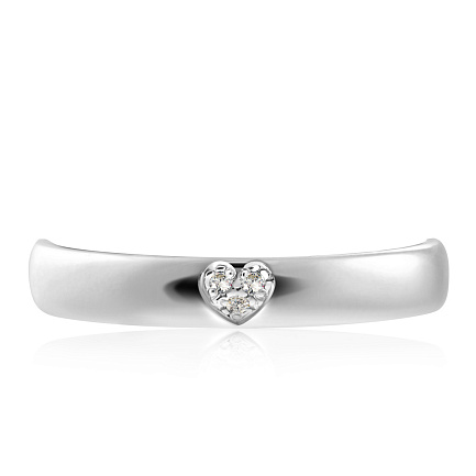 Кольцо обручальное из белого золота с бриллиантами