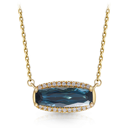 Колье из желтого золота с бриллиантами, плетение якорное