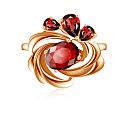 Кольцо из красного золота с гранатом