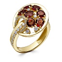 Кольцо из желтого золота с бриллиантами, сапфирами