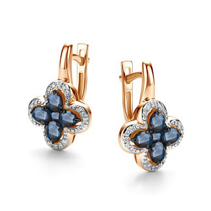 Серьги с английским замком из красного золота с бриллиантом