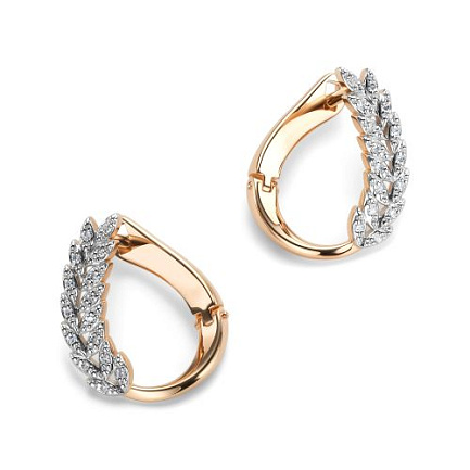 Серьги с английским замком из красного золота с бриллиантами